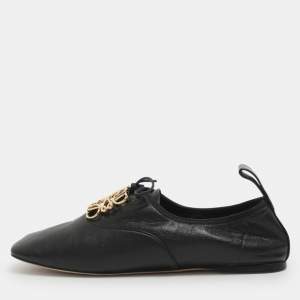 Pre Owned Loewe Anagram Size 39 Black Leather Oxfords