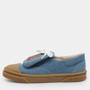 Pre Owned Loewe Anagram Size 39 Blue Denim Low Top Sneakers