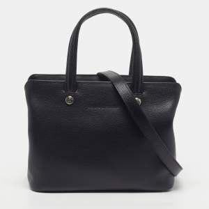Pre Owned Longchamp Le Foulonne Black Leather Satchel