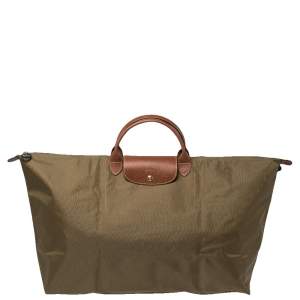 Longchamp Military Green Nylon Le Pliage Travel Bag