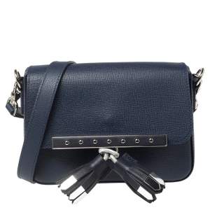Longchamp Blue Leather Game On Flap Crossbody Bag