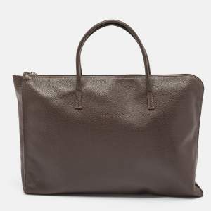 Longchamp Dark Brown Leather Small Le Foulonne Briefcase