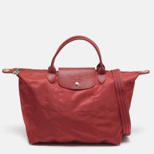 Longchamp Red Nylon Medium Le Pliage Tote