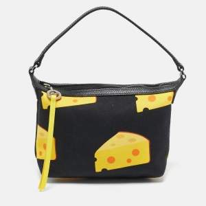 Longchamp x Mr Bags Black/Yellow Fabric Cheese Pochette