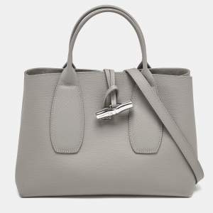 Longchamp Grey Leather Roseau Tote