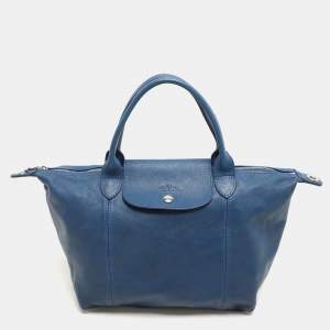 Longchamp Blue Leather Le Pliage Tote
