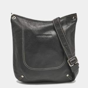 Longchamp Black Leather Crossbody Bag