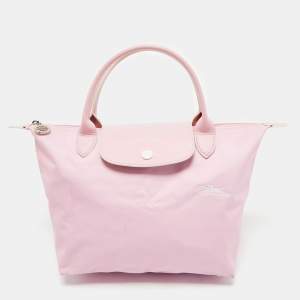 Longchamp Pink Canvas and Leather Small Le Pliage Tote