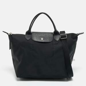 Pre Owned Longchamp Black Nylon Medium Neo Le Pliage Tote