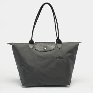 Pre Owned Longchamp Grey Nylon Large Le Pliage Tote