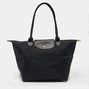 Pre Owned Longchamp Black Nylon Large Le Pliage Tote
