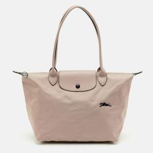 Pre Owned Longchamp Le Pliage Pink Leather and Nylon Tote