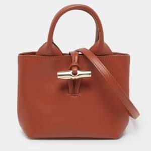 Pre Owned حقيبة يد لونج شامب لو روزو جلد وردي فاتح صغيرة جدا