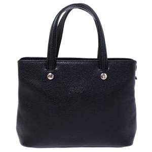  Longchamp Black Leather Shop-it M Tote
