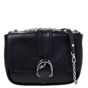 Longchamp Black Leather Amazone Shoulder Bag