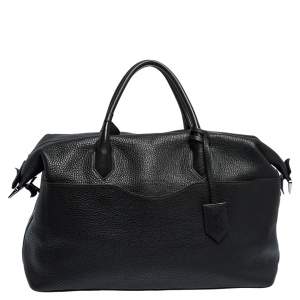 Longchamp Black Grained Leather Ulysse Duffel Bag