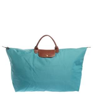 Longchamp Aqua Blue Nylon XL Le Pliage Tote