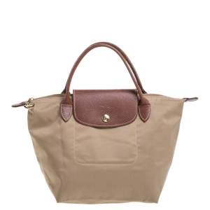 Pre Owned Longchamp Beige Nylon Mini Le Pliage Tote