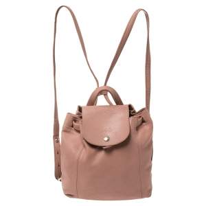 Longchamp Pink Leather Le Pliage Backpack