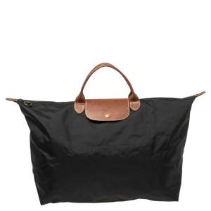 Pre Owned Longchamp Black Nylon Le Pliage Travel Tote