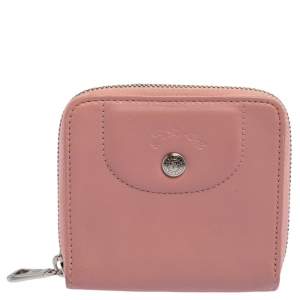 Longchamp Pink Leather Le Pliage Compact Wallet
