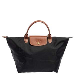Longchamp Black Nylon and Leather Le Pliage Tote