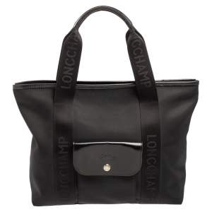 Longchamp Black Nylon Front Pocket Tote
