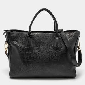Longchamp Black Leather Zip Tote