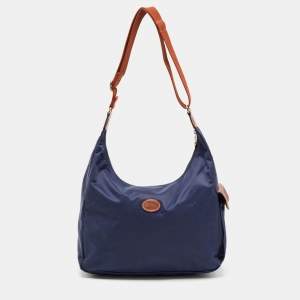 Longchamp Navy Blue Nylon Le Pliage Hobo