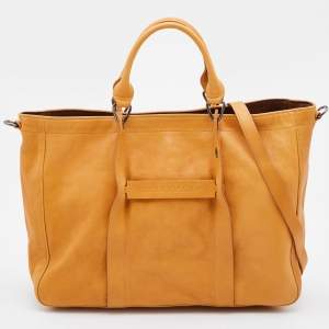 Longchamp Mustard Leather Large 3d Shopper Tote