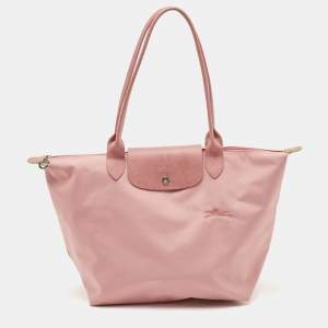 Longchamp Light Pink Nylon and Leather Large Le Pliage Tote
