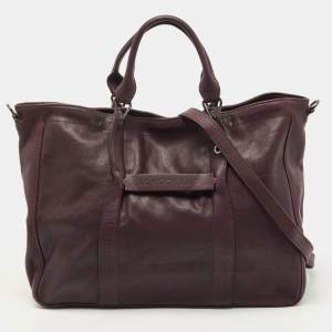 Longchamp Purple Leather Large 3d Shopper Tote