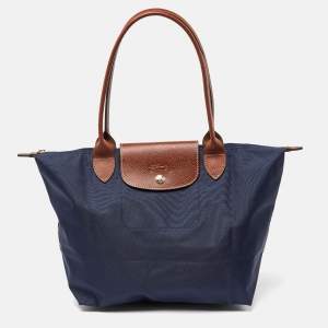 Longchamp Blue Nylon and Leather Le Pliage Tote