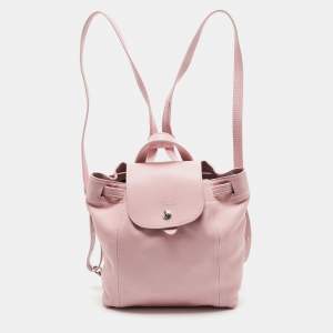 Longchamp Pink Leather Le Pliage Backpack