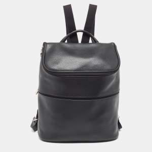 Longchamp Black Leather Le Foulonne Backpack