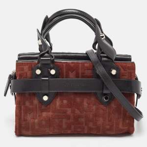 Longchamp Black/Brown Leather and Suede La Voyageuse Tote