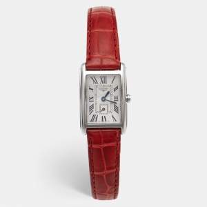 مملوكة مسبقًا Longines DolceVita L5.255.4.71.5 Silver "Flinqué" Dial Stainless Steel Alligator Leather Women's Wristwatch 20.80 mm