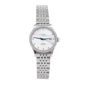 Longines MOP Diamonds Stainless Steel Record L23210876 Women's Wristwatch 30 mm