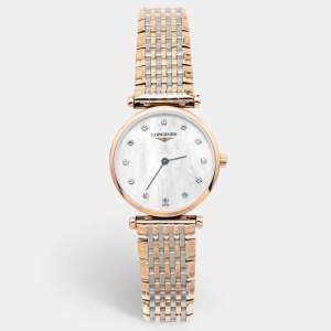 Longines Mother Of Pearl Diamond Two-Tone Stainless Steel La Grande Classique L4.209.1.97.7 Women's Wristwatch 24 mm