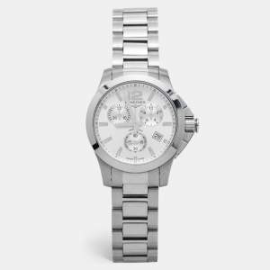 Longines Silver Stainless Steel Conquest L3.279.4.76.6 Unisex Wristwatch 35 mm