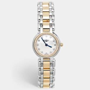 Longines Mother Of Pearl 18K Rose Gold Stainless Steel Diamond PrimaLuna L8.109.5.89.6 Women's Wristwatch 23 mm