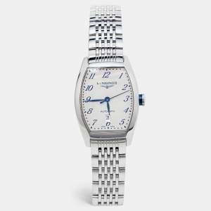 Longines Opaline White Guilloche Stainless Steel Evidenza L2.142.4.73.6  Women's Wristwatch 30 mm
