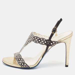 Loriblu Black/White Leather Slingback Sandals Size 40