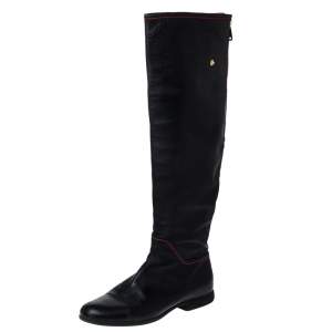 Loriblu Black Leather Knee Length Boots Size 40