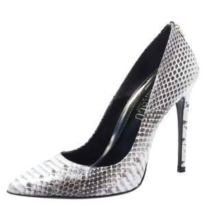 Loriblu Grey/White Python Pointed Toe Pumps Size 38.5