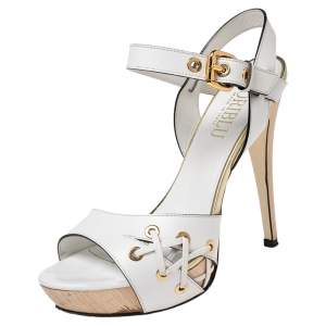 Loriblu White Leather Ankle Strap Sandals Size 37