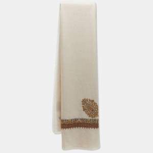 Loro Piana Cream Cashmere  Flowery Shawl