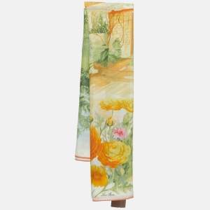 Loro Piana Multicolor Floral Printed Cashmere & Silk Square Scarf