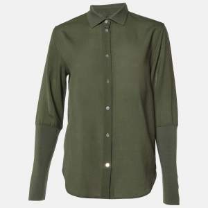 Pre Owned Loro Piana Sencha Green Wool & Knit Leela Shirt M
