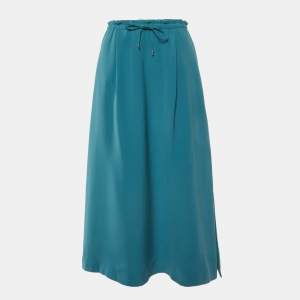 Pre Owned Loro Piana Teal Silk Midi Skirt S